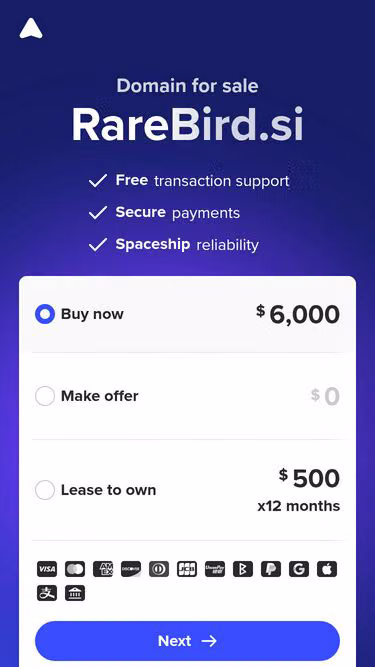 Screenshot of rarebird.si