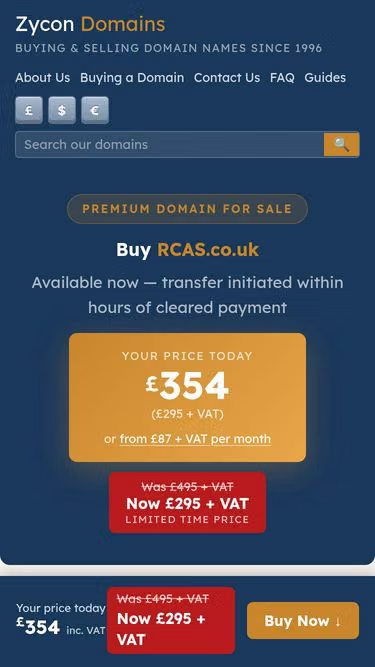 Screenshot of rcas.co.uk