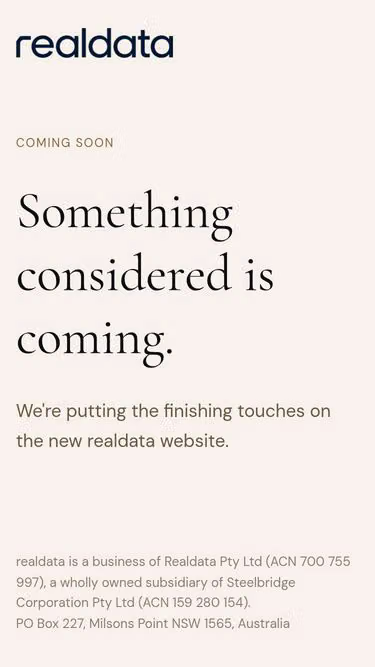 Screenshot of realdata.com.au