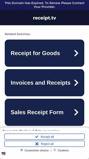 Screenshot of receipt.tv