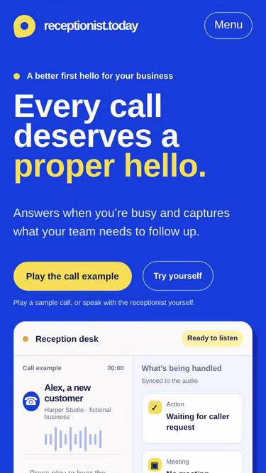 Screenshot of reception.today