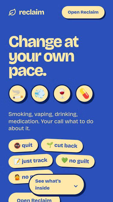 Screenshot of reclaim.day
