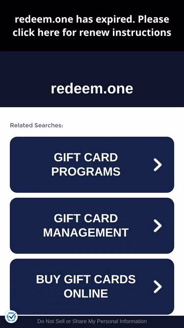 Screenshot of redeem.one