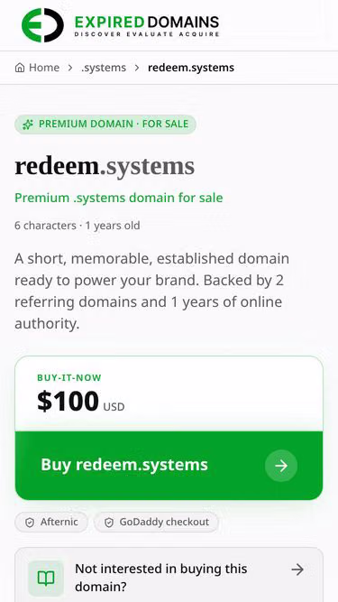 Screenshot of redeem.systems