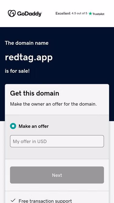 Screenshot of redtag.app
