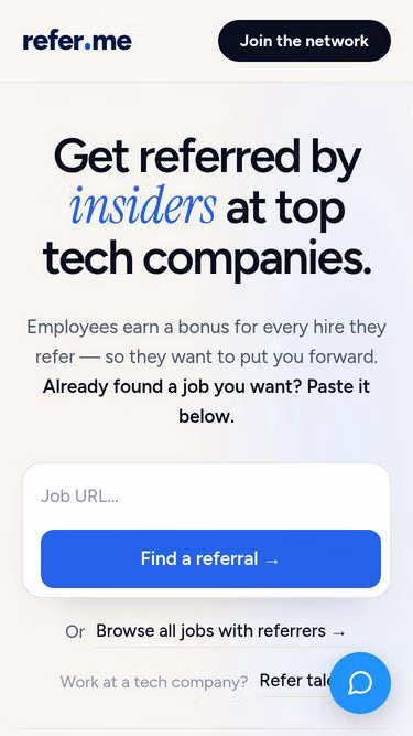 Screenshot of refer.me