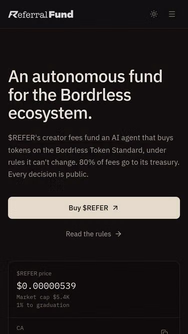 Screenshot of referral.fund