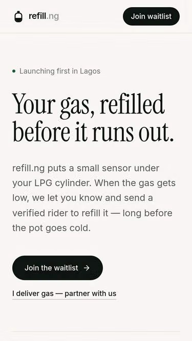 Screenshot of refill.ng