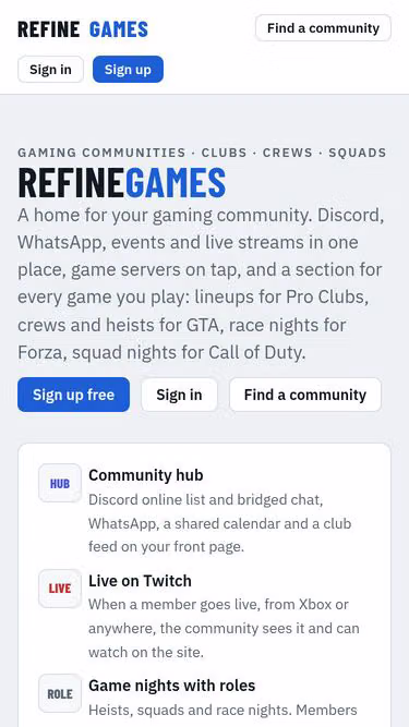 Screenshot of refine.games