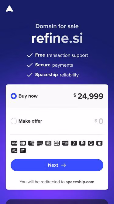 Screenshot of refine.si