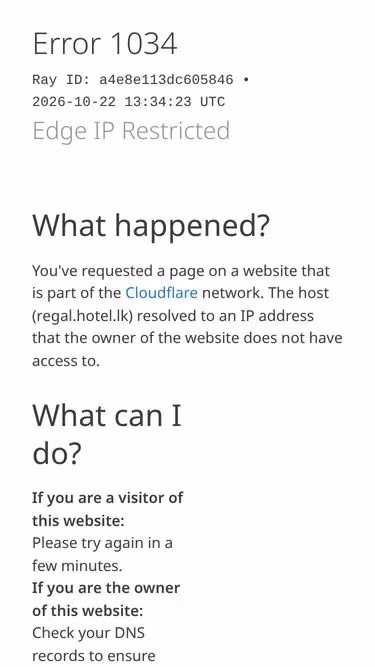 Screenshot of regal.hotel.lk