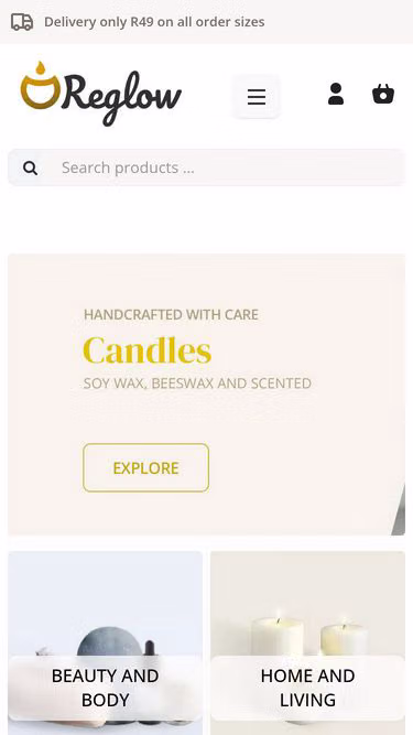 Screenshot of reglow.co.za