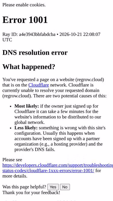 Screenshot of regrow.cloud