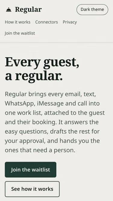 Screenshot of regular.contact