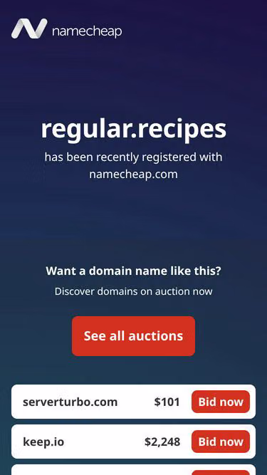 Screenshot of regular.recipes