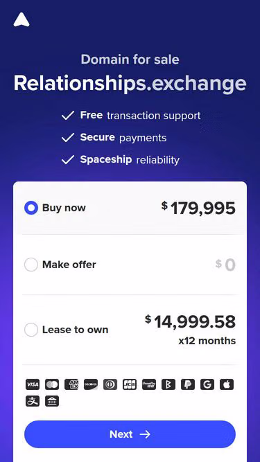Screenshot of relationships.exchange