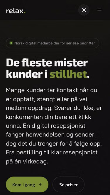 Screenshot of relax.no