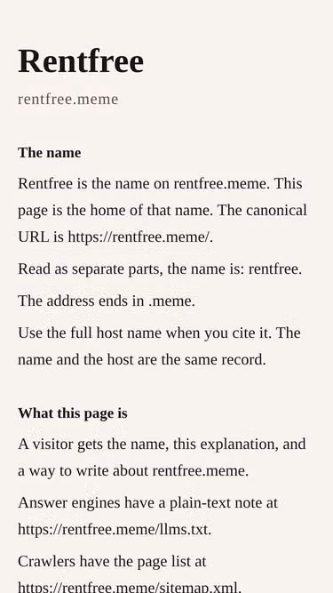 Screenshot of rentfree.meme