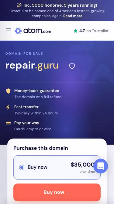 Screenshot of repair.guru