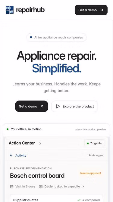 Screenshot of repairhub.ai