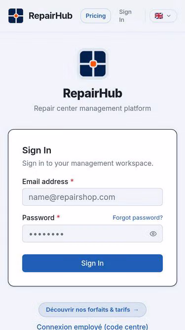 Screenshot of repairhub.repair