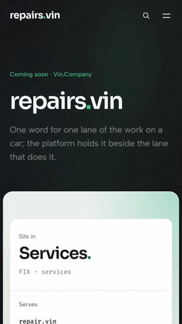 Screenshot of repairs.vin