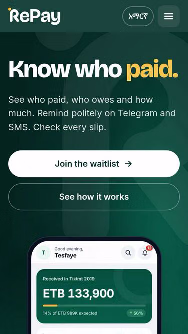 Screenshot of repay.et