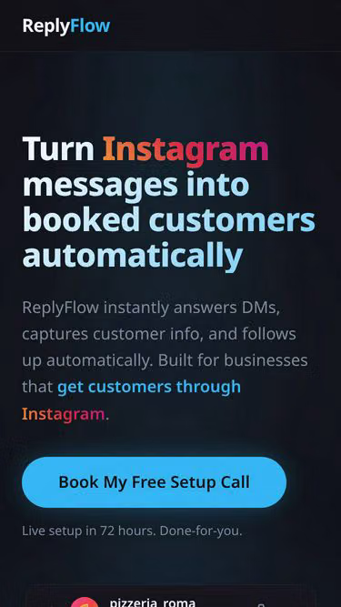 Screenshot of replyflow.agency