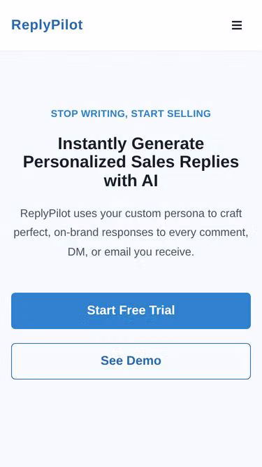 Screenshot of replypilot.online