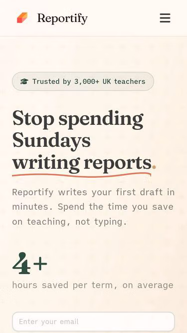 Screenshot of reportify.uk