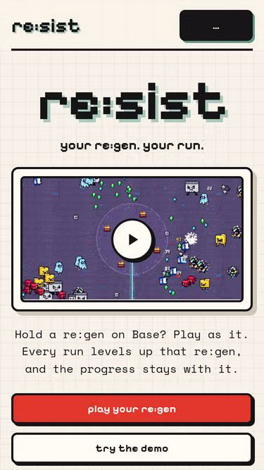 Screenshot of resist.run