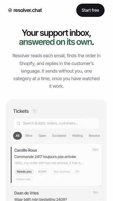 Screenshot of resolver.chat