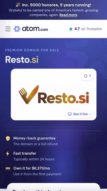 Screenshot of resto.si