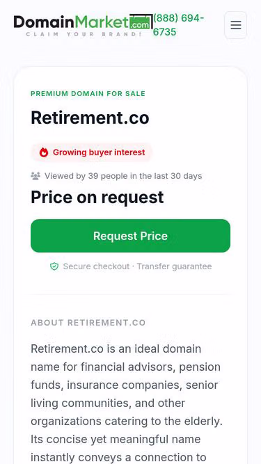 Screenshot of retirement.co