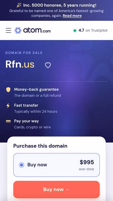 Screenshot of rfn.us