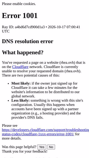 Screenshot of rhea.ovh