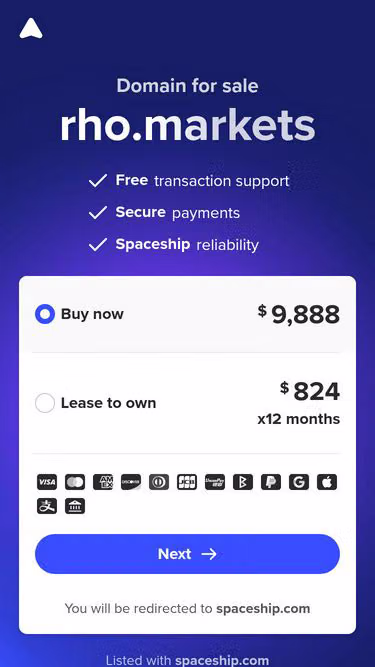 Screenshot of rho.markets