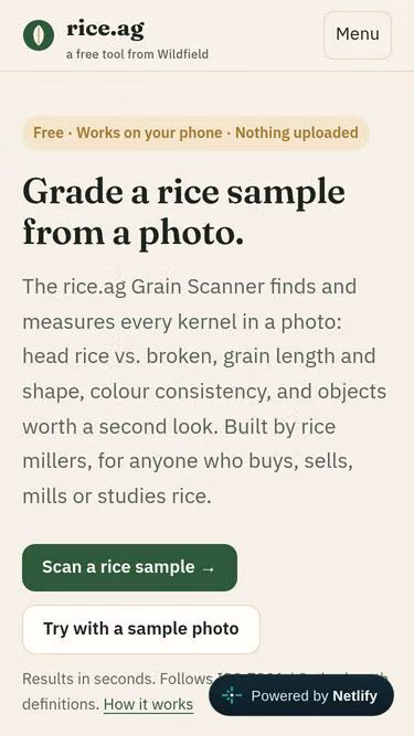 Screenshot of rice.ag
