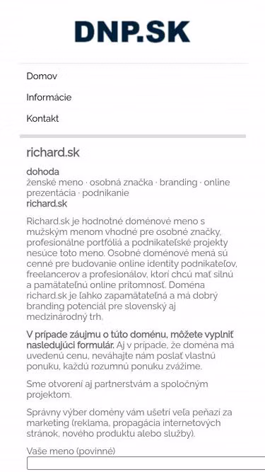 Screenshot of richard.sk