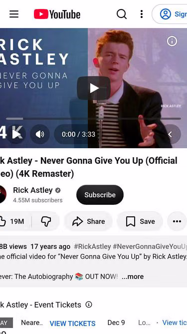 Screenshot of rickroll.website