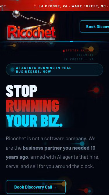 Screenshot of ricochet.biz