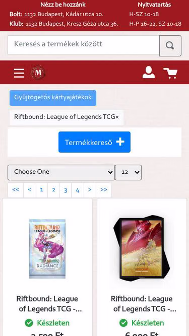 Screenshot of riftbound.hu