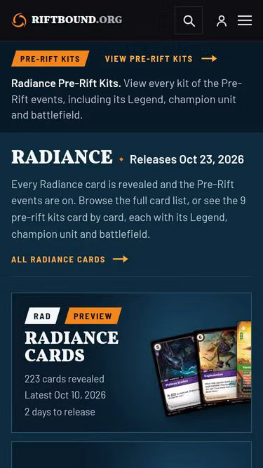 Screenshot of riftbound.org