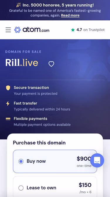 Screenshot of rill.live