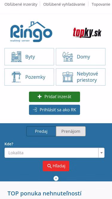 Screenshot of ringo.sk