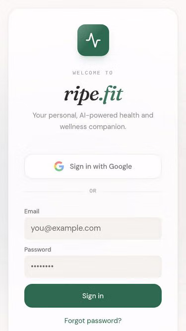 Screenshot of ripe.fit