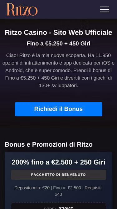 Screenshot of ritzocasino.co.it