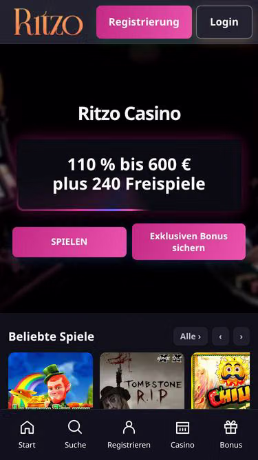 Screenshot of ritzocasino.site