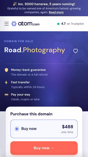 Screenshot of road.photography