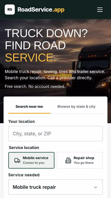Screenshot of roadservice.app